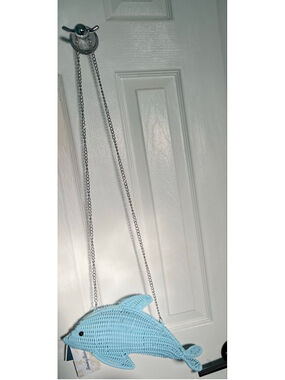 VIRAL Tommy Bahama Light Blue Wicker Dolphin Crossbody Bag Clutch NWT RARE